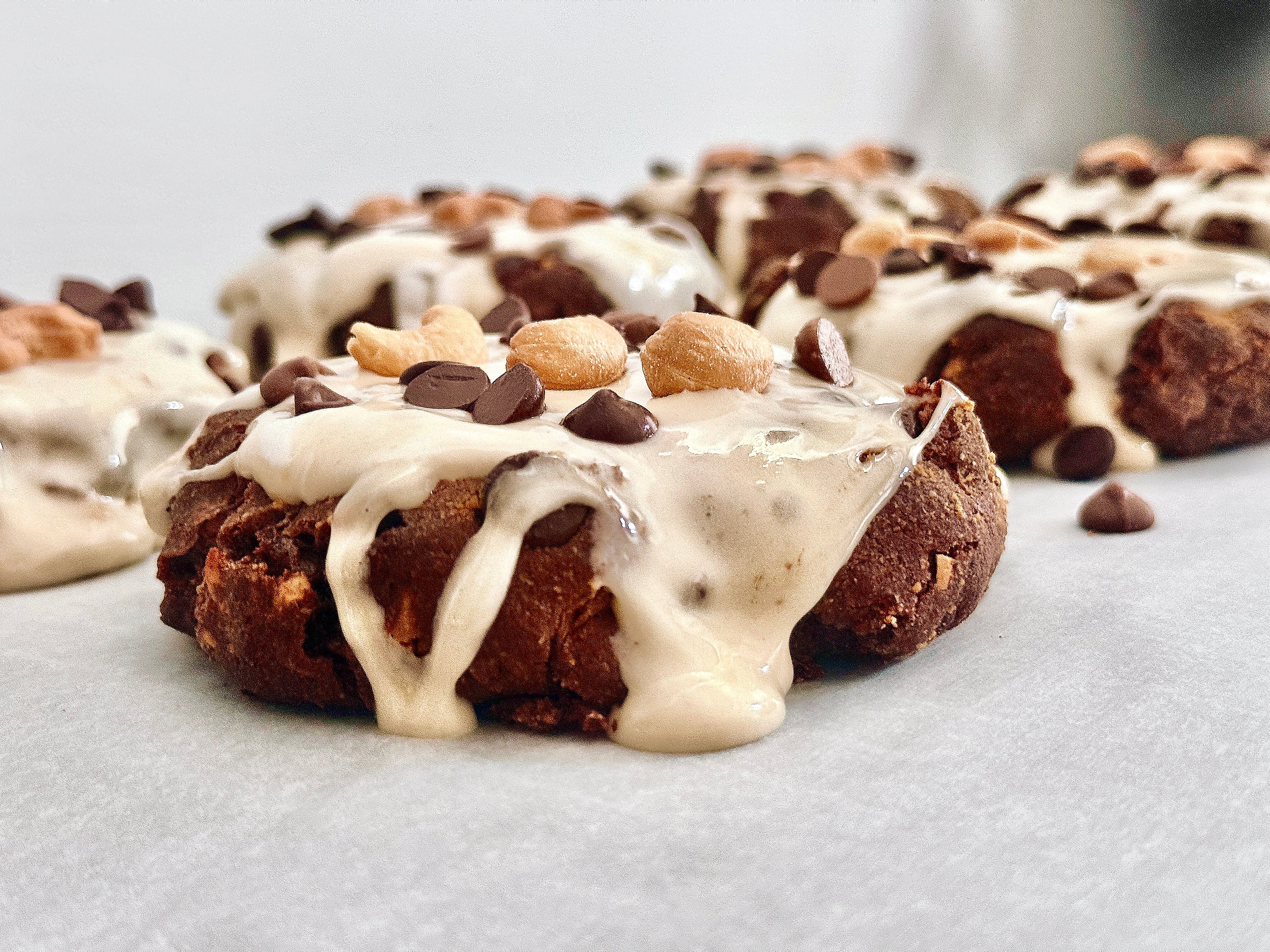 HALF POUND EACH • XL Bakery Style Chocolate Chunk Rocky Road Cookie Bombs w/ Caramelized Vanilla Marshmallow Topping