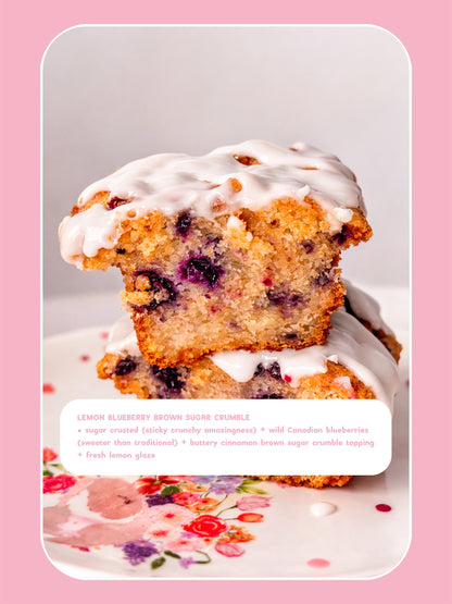 Pre Order for March 15 | 4 PACK | LEMON BLUEBERRY BROWN SUGAR CRUMBLE | Mini Banana Bread Cakes | Limited Edition Flavor