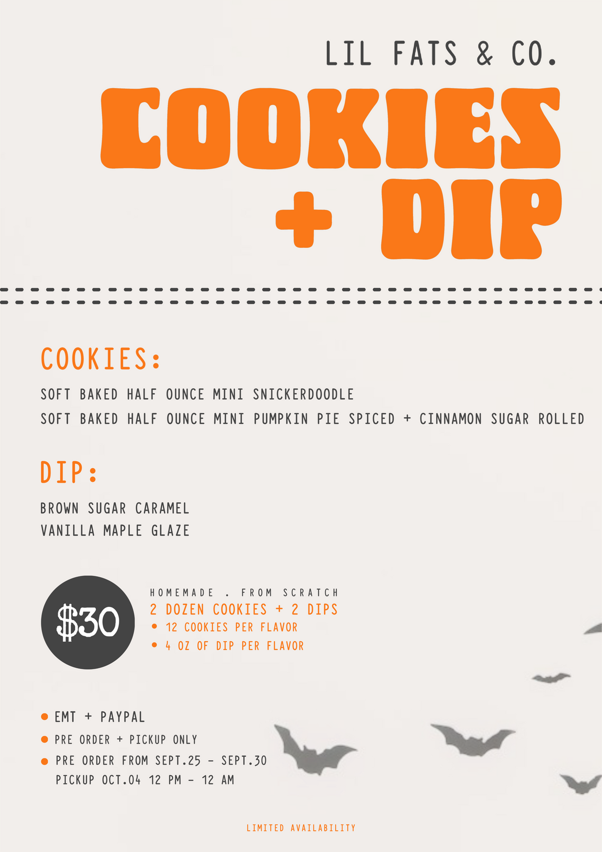 COOKIES + DIP | PRE ORDER OPEN FROM SEPT.25 - 30 | PICKUP ONLY OCT.04