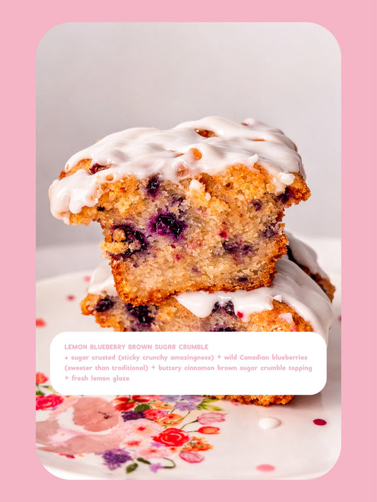 Pre Order for March 15 | 4 PACK | LEMON BLUEBERRY BROWN SUGAR CRUMBLE | Mini Banana Bread Cakes | Limited Edition Flavor