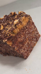 Bakery Style FAT Double Chocolate Peanut Butter Krispies &nbsp;w/ Sugared Peanut Butter Cookie Crumble + Chocolate Ganache • Taste like a Wunderbar